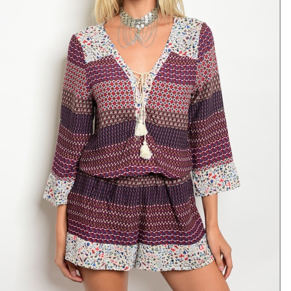 ☕️Lovely Plum Tassel Romper🌟